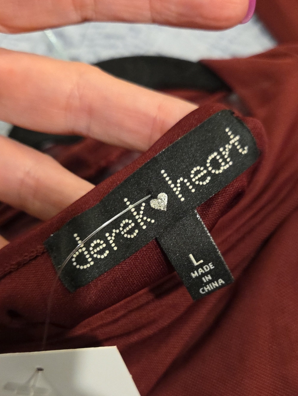 Derek Heart Burgundy Long Sleeve Sheer Ruched Midi Dress Size L, New W/tag! - Picture 7 of 10